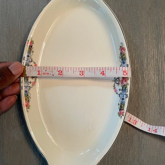 Vintage Mid Century Canonsburg Pottery Co. Oval Serving Plate Floral Made in USA - Picture 13 of 13